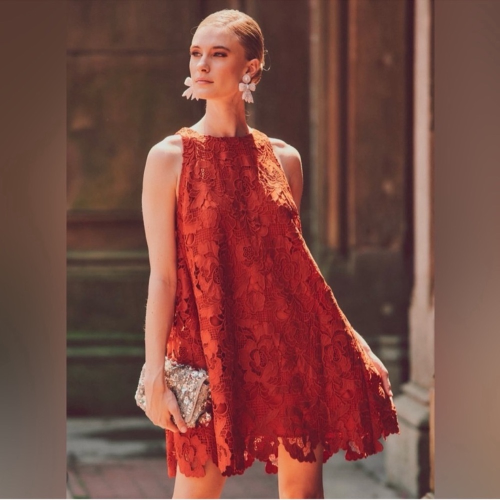 Mestiza New York
Laser Cut Lace Round Neck Tie Back A-Line Dress